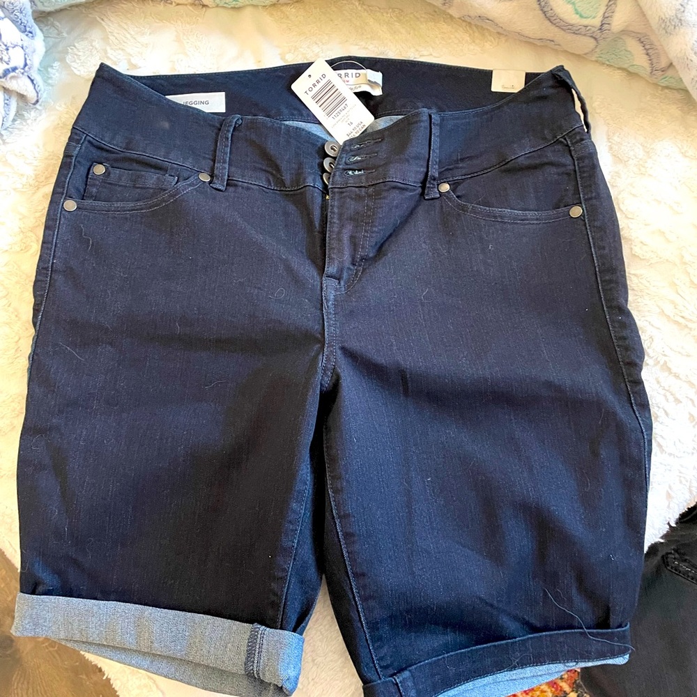 Torrid Dark Blue Denim Bermuda Shorts - size 16